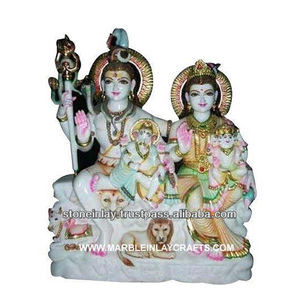 Makrana หินอ่อนสีขาว Shiv Parvati ไอดอลที่สวยงาม Bhole Nath กับประติมากรรมที่มีชื่อเสียงทำโดยนักออกแบบชาวอินเดียคนใหม่ - Product Image 1
