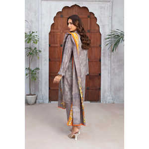 ชุดเดรสปากีสถานแบบ 3 ชิ้น รุ่น WNS-52041 ผ้าฝ้ายพิมพ์ลาย Khaddar สำหรับเทศกาล พร้อมผ้าคลุมไหล่ Dupatta ชุดสำหรับงานเฉลิมฉลองแบบอินเดีย - Product Image 4