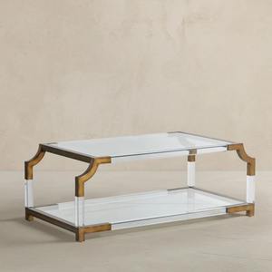 Table d'appoint d'angle moderne en métal et acrylique transparent, table basse élégante, mobilier de salon - Product Image 4