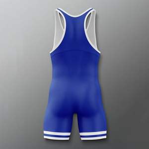 OEM Personnalisé TESPOO SPORTS 100% Polyester Séchage Rapide Lutte Singlets Plus Taille Contraste Bleu Impression Numérique Logo Personnalisé - Product Image 2