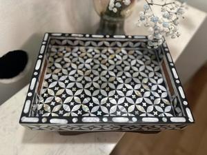 ถาดหวายทรงรีพร้อมที่จับทำด้วยมือธรรมชาติปลอดสารพิษถาดเสิร์ฟดีไซน์ใหม่ถาดหวายประดับมุกแม่พร้อมงานฝีมือ HF - Product Image 6