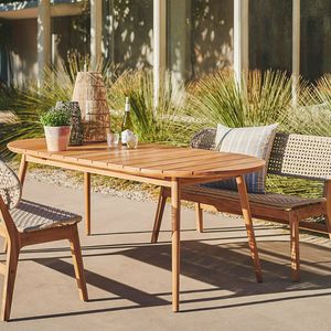 Table de jardin extensible en bois à lattes pour l'extérieur, mobilier de terrasse pour balcon, cour, hôtel, terrasse - Product Image 1