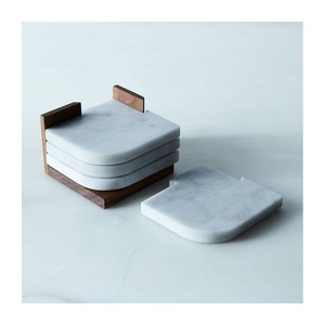 Handmade New Design <b>White</b> Marble Tea <b>Coaster</b> Decorative Round Table Top Mat & Pad Manufacturer - Product Image 5