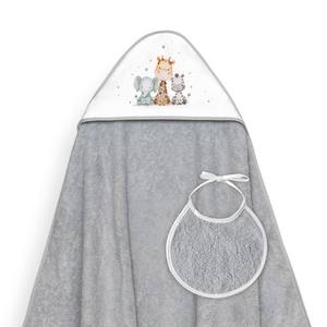 Ensemble de serviettes de bain Jirafa-Bicicleta+Baby Bib 1X1 MT gris pour les articles de bain de bébé - Product Image 1