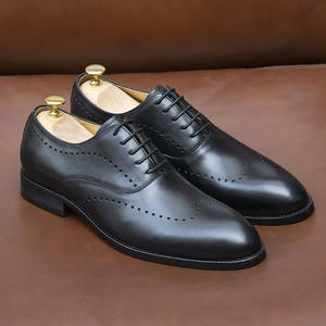 Zapatos de vestir de cuero para hombre de alta calidad, antiarrugas, impermeables, fáciles de limpiar, duraderos, para oficina y bodas. - Product Image 1