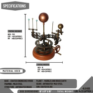 Sistema Solar de latón de alta calidad Orrery modelo educativo Planet Motion con engranajes de metal de precisión disponibles para precio de exportación - Product Image 2