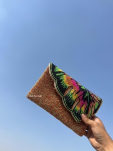 Floral Leaf Design Evening Clutch Bag Hand Beaded Summer Fashion Purse Pearl Colorful Floral Leaf Beaded Clutch for Wedding - Product Image 5