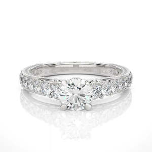แหวนหมั้นมอยส์ซาไนต์ 2 กะรัต ประดับด้วยเงิน ดีไซน์บริดจ์สุดหรู - Product Image 1