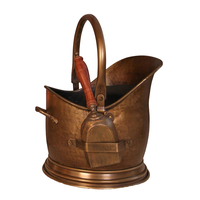 Seau à charbon en métal finition antique en laiton avec poignée Ensemble de cheminée fait main de haute qualité et accessoires Seau à charbon