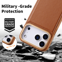 Étui de téléphone sans fil de luxe en TPU+PU+PC pour 13/14/15/16/17 Pro/Max avec bouton métallique, charge magnétique, logo personnalisé