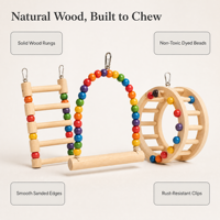 Ensemble de jouets en bois naturel pour perroquets, balançoire, échelle, pont pour perruches, calopsittes, accessoires de cage