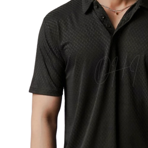 Camiseta Negra Personalizada para Hombre, 100% Algodón, Tejido de Felpa Texturizado, Transpirable, Corte Ajustado, Manga Corta, Ropa Casual, OEM al por Mayor - Product Image 6