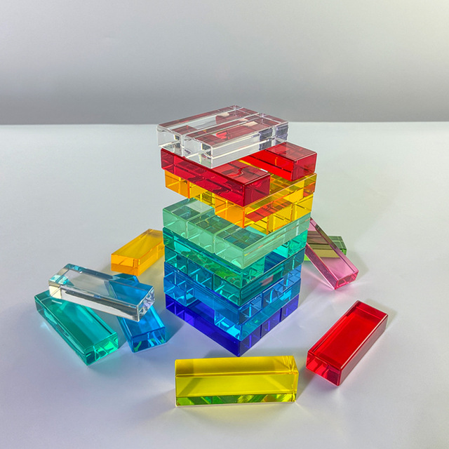 Colorful Polished Acrylic Round square Rectangular Photo Props Transparent Solid Acrylic Display Block