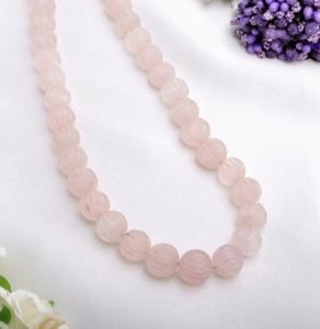 Cuentas de Cuarzo Rosa de 11 mm a 13 mm, Forma de Melón, 1 Hilo, Naturales, para la Elaboración de Joyería Fina, Collar de Piedras Preciosas - Product Image 6