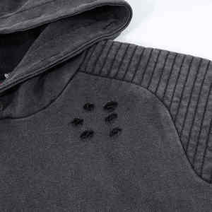 Poids lourd personnalisé pour hommes Détresse Boxy recadrée à l'acide Stonewash Sunfaded Wash Vintage Blanchi Hoodie - Product Image 2