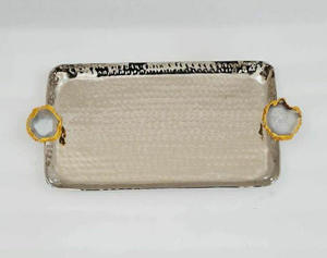 Bandeja para servir de acero inoxidable altamente pulida con bandejas con mango de resina para el hogar, Hotel, restaurante, suministros, artículos para el hogar, bandejas de cocina - Product Image 5