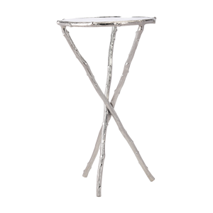 Table d'appoint de style vintage avec finition argentée Meuble de salon Table basse ronde d'appoint de salon - Product Image 5