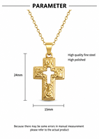 Collier pendentif croix en filigrane ARNAN, acier inoxydable, cadeau de foi chrétienne, bijoux pour femmes et hommes, vente en gros personnalisée