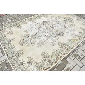 Vintage Turkish <b>Wool</b> Large Rug 5.8x9.3 ft (177x282 Cm) <b>Brown</b> Patchwork Latex Backing Rug - Product Image 2