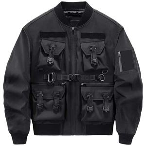 Chaqueta de bombardero de vuelo de moda de alta calidad OEM para hombre, decoración con múltiples bolsillos, abrigo Cargo, ropa de trabajo, chaquetas para exteriores para hombre - Product Image 2