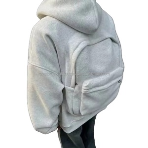 Sweat à Capuche Personnalisé 100 % Coton pour Voyage Hiver, avec Fermeture Éclair, Sac à Dos Intégré et Poche Cachée | Sweatshirt Streetwear Unisexe Brodé - Product Image 3