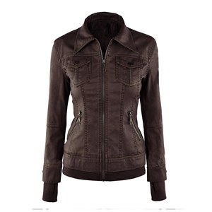 Veste de moto en cuir PU de haute qualité Style décontracté d'hiver avec col montant imperméable et coupe-vent - Product Image 3