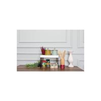Twee-laags multifunctionele keukenblad organizer standaard opbergset met plank en rek