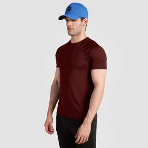 Camiseta Elegante Color Granate, 100% Poliéster, Tejido de Punto Grueso, con Serigrafía, Etiqueta Personalizada, Diseño Sólido - Product Image 3