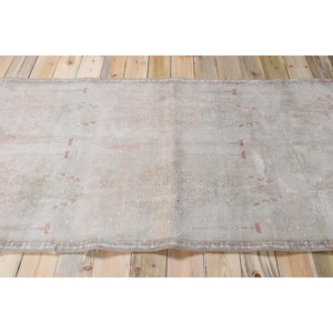 Alfombra Turca de 3.8x8.4 pies, Alfombra Vintage, Alfombra Floral Gris Rosa - Product Image 3
