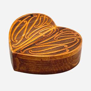 Bibelot Ngakau en forme de coeur ou boîte à bijoux vente chaude cadeaux et artisanat boîtes en bois signes muraux fabriqués en inde - Product Image 1