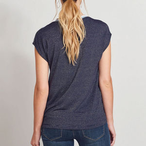 T-shirt d'été pour femmes de haute qualité à manches courtes de couleur unie avec un design unique imprimé en coton doux t-shirt pour femmes à quantité minimale de commande bas - Product Image 2