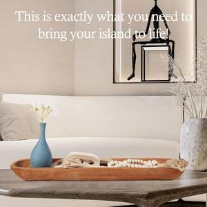 Bol à pâte en bois, 23,5 pouces sculpté à la main rustique longs bols à pâte en bois pour la décoration Long bol à pâte en bois ferme Fruits décoratifs - Product Image 4