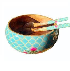 Tazón de Madera de Acacia con Acabado Esmaltado para Servir Alimentos, Uso en Cocina, Servidor de Frutas, Tazón para Servir Postres en Hoteles y Fiestas - Product Image 1