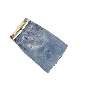 European Station Hot Drill Split <b>Skirt</b> Women 2025 Spring and Summer New High-waisted Slimming Medium Long Bag Hip Denim <b>Skirt</b> - Product Image 5