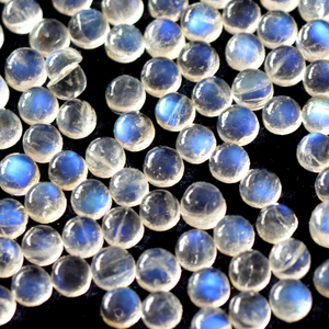 Pierre de lune arc-en-ciel naturelle AAA ronde 10mm Cabochon dos plat-Pierre de lune arc-en-ciel ample bleu Flashy pierre précieuse de qualité supérieure - Product Image 6