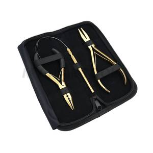 Professional Hair <b>Extension</b> Tools Set flat <b>Micro</b> Ring Crimping Pliers Loop Threading Tool 3-hole crimping pliers Weaving Kit - Product Image 6