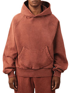 Acid Wash 3D Embroidery Oversized Pullover <b>Hoodies</b> Size <b>3xl</b> Factory Price New Arrival Winter Breathable Cotton Blended - Product Image 2