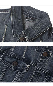 Brand New Custom Made Autumn Winter Gradient Denim Jacket Men American Washed Distressed Plain <b>Short</b> Lapel Denim Jacket <b>For</b> Men - Product Image 3