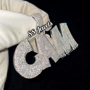 Custom VVS Moissanite 925 <b>Silver</b> Pendant Fully Iced Out Name Charm <b>Necklace</b> for Birthday or Hip Hop Style Accessory - Product Image 6