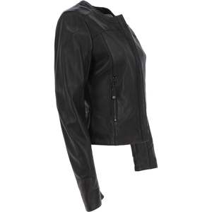 Femmes haut tendance personnalisé automne hiver vestes en cuir solide col tournant conception manches longues respirant doublure en Satin - Product Image 2