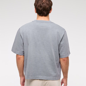 OEM Vente en gros T-shirt pour hommes à col ras du cou épais 100% coton T-shirt court personnalisé coupe carrée motif solide T-shirt court surdimensionné - Product Image 2