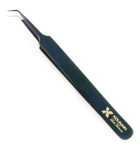 Pinzas Profesionales KOUNAIN de Acero Inoxidable de 12 cm para Extensión de Pestañas, 45 Grados, Plasma Dorado, Puntas de Fibra de 0.03 mm, Personalizables - Product Image 4