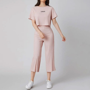 Conjunto Deportivo de Verano para Mujer, Cuello Redondo, Personalizado, Talla Grande, Dos Piezas, Ropa Deportiva Informal, Venta al Por Mayor - Product Image 2