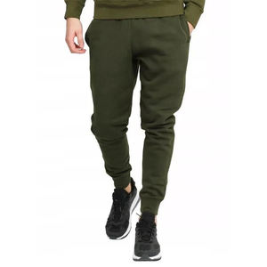Pantalons de jogging décontractés pour hommes, style streetwear, taille élastique, vert foncé, en molleton de coton, coupe ample, pour la salle de sport - Product Image 1