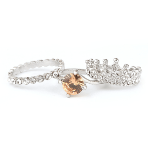 Anillo de piedra de fantasía para mujer - Plata - Melocotón - Product Image 1