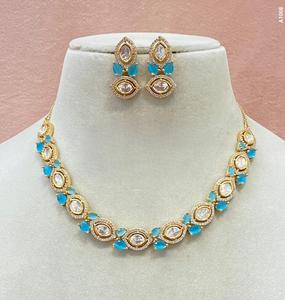 Glamorous Premium Quality <b>Gold</b> Plated Moissanite Classic Necklace <b>Set</b> with <b>Earrings</b> for Wedding Party & Engagement Wear Women - Product Image 2