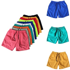 Shorts pour homme en coton 100% délavé à l'acide, respirant, anti-plis, anti-UV, taille mi-haute, avec cordon de serrage et logo floqué sur le devant - Product Image 1