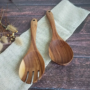 Serveurs de salade en bois naturel de haute qualité Scoop haut nouveau design vaisselle fêtes de restaurant grossistes directs - Product Image 4