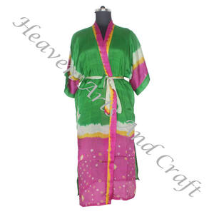 KL013 Bohemian Silk Sari <b>Kimono</b> <b>Long</b> <b>Robe</b> Summer Wear Bikini Silk Cover up Wholesale Silk Sari Vintage Vintage Sari <b>Kimono</b> <b>Long</b> - Product Image 1