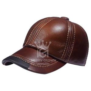 Logo personnalisé en gros de haute qualité en cuir de vachette véritable classique réglable casquette de baseball couleurs unies chapeaux - Product Image 1